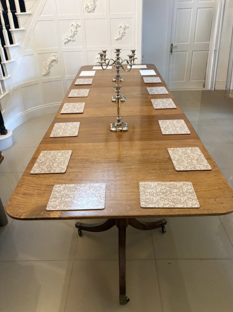 Antique Regency Mahogany 12 Seater Three Pillar Extending Dining Table - Image 5